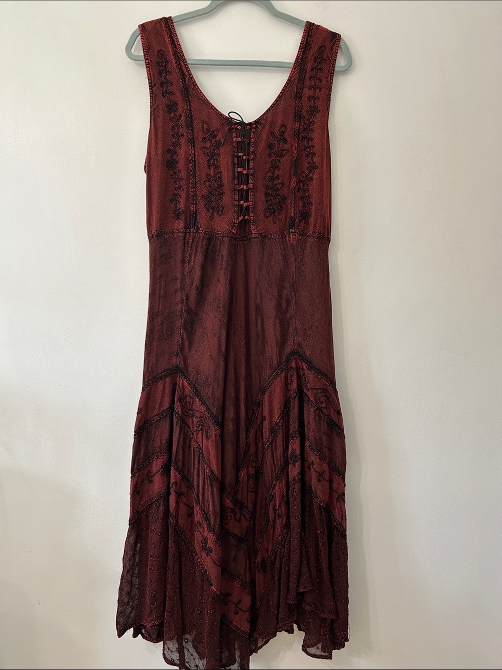 My Choice Y2K Fairy Maxi Dress Sleeveless Lace Front Handkerchief Hem Size 1X